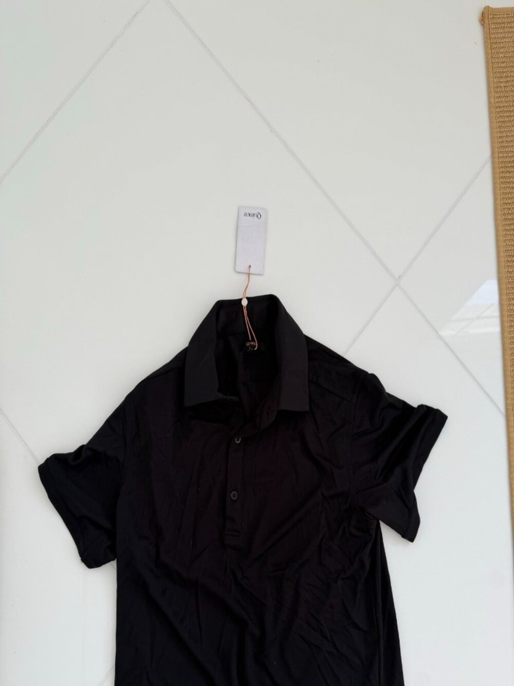 NWT Quince Black Short-Sleeve Polo Shirt Men's Small
